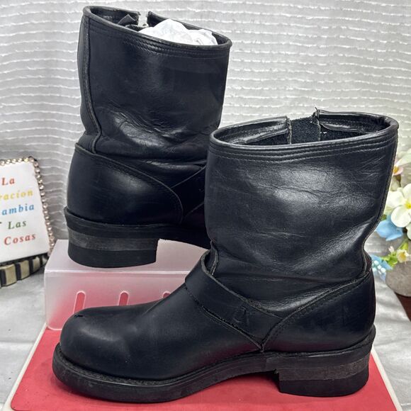 (M5) NANA Vintage BLACK ENGINEER BOOTS Goodyear Welted- Sz 6,E Made in USA main image 11
